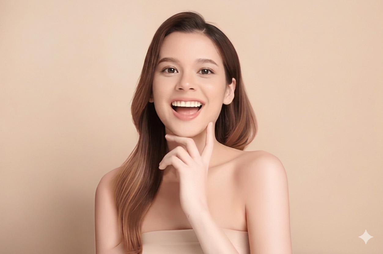 Veneer and whitening combination case showing natural-looking Hollywood smile